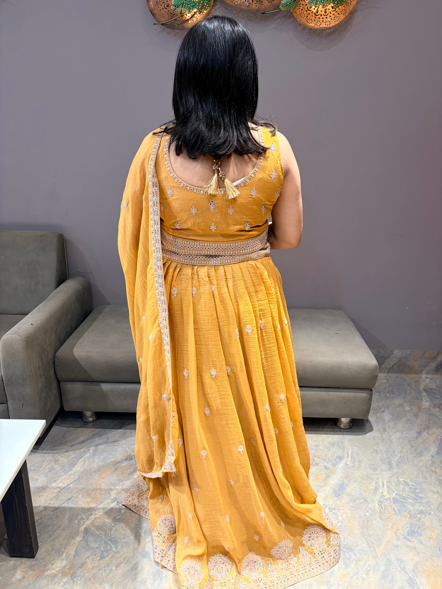 Yellow Pestal Designer Work Choli