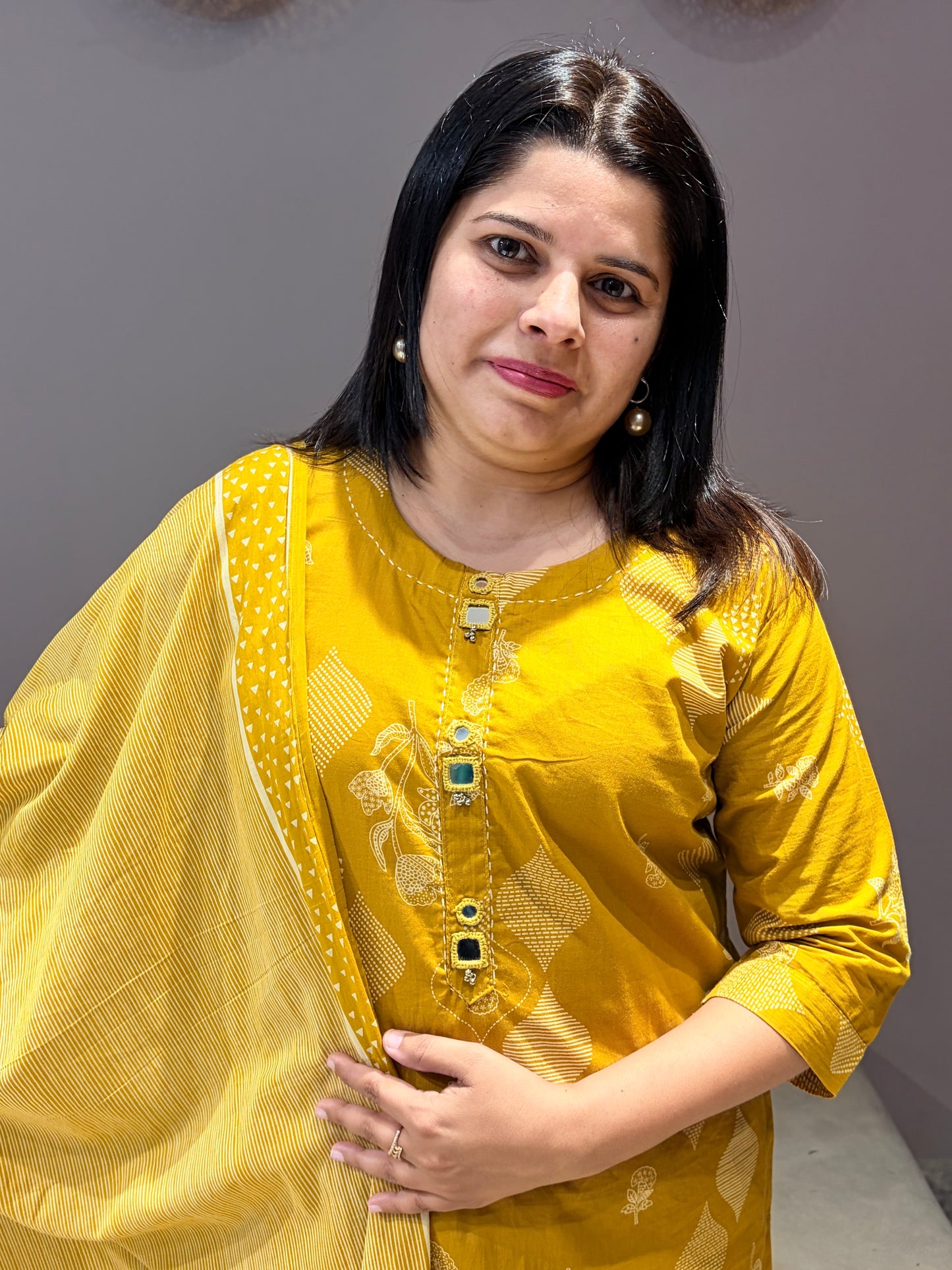 Yellow Gold Pure Jaipuri Cotton Suit