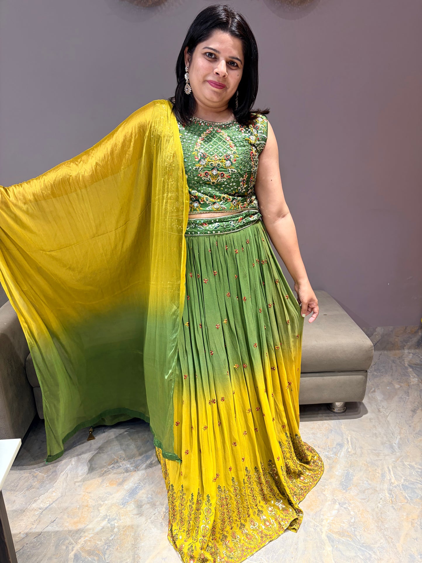 Mehndi Green Designer Lehenga Choli