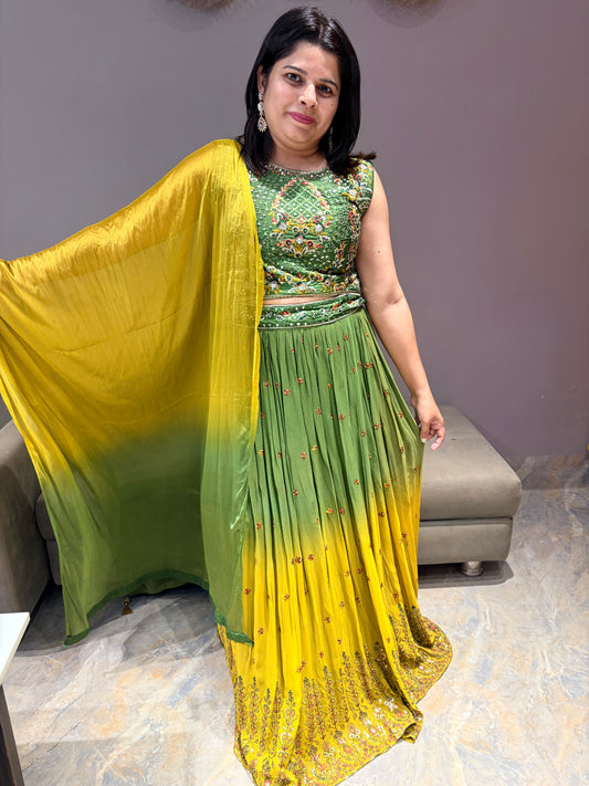 Mehndi Green Designer Lehenga Choli