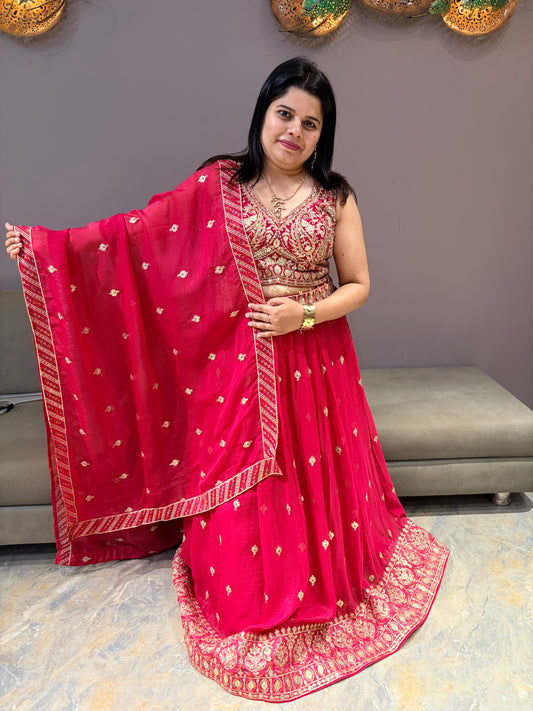 Hot Pink Heavy Lehenga Choli