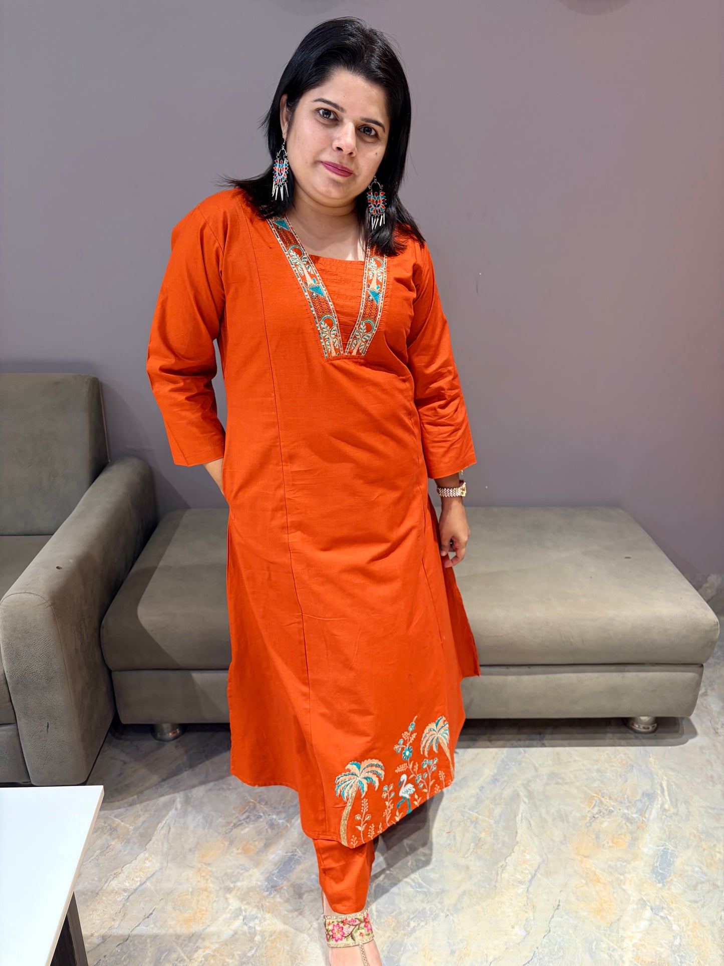 Rust Orange Designer 2 pc Suit