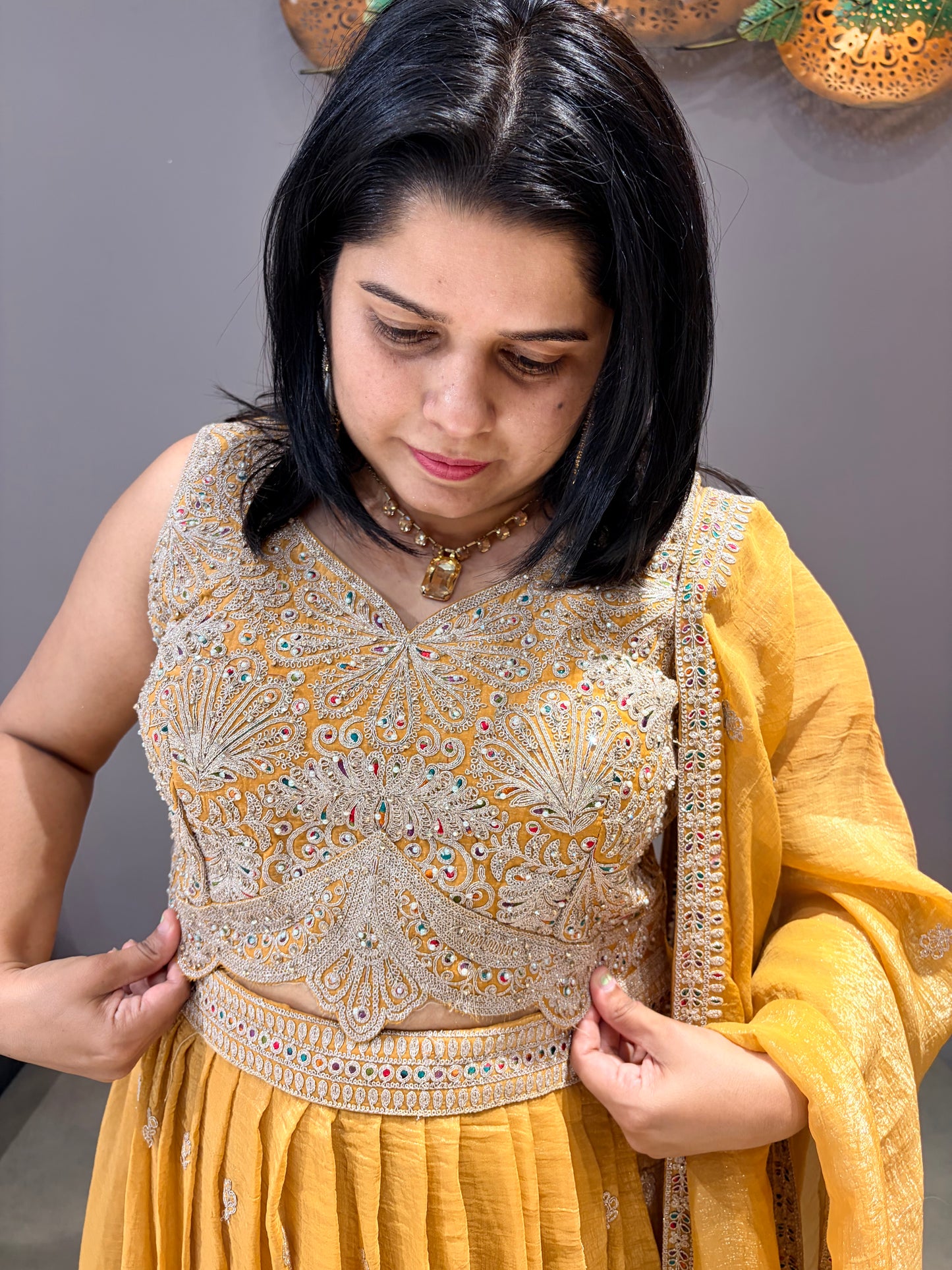 Yellow Pestal Designer Work Choli