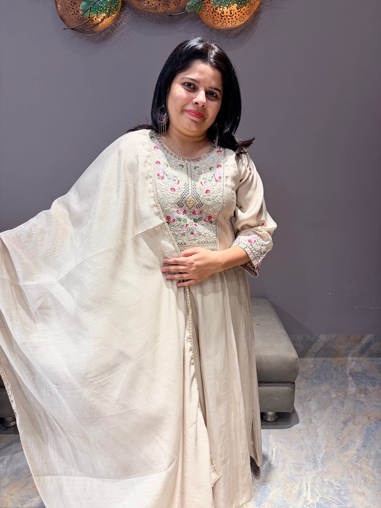 Designer Pure Mull Cotton A line 3 pc Suit