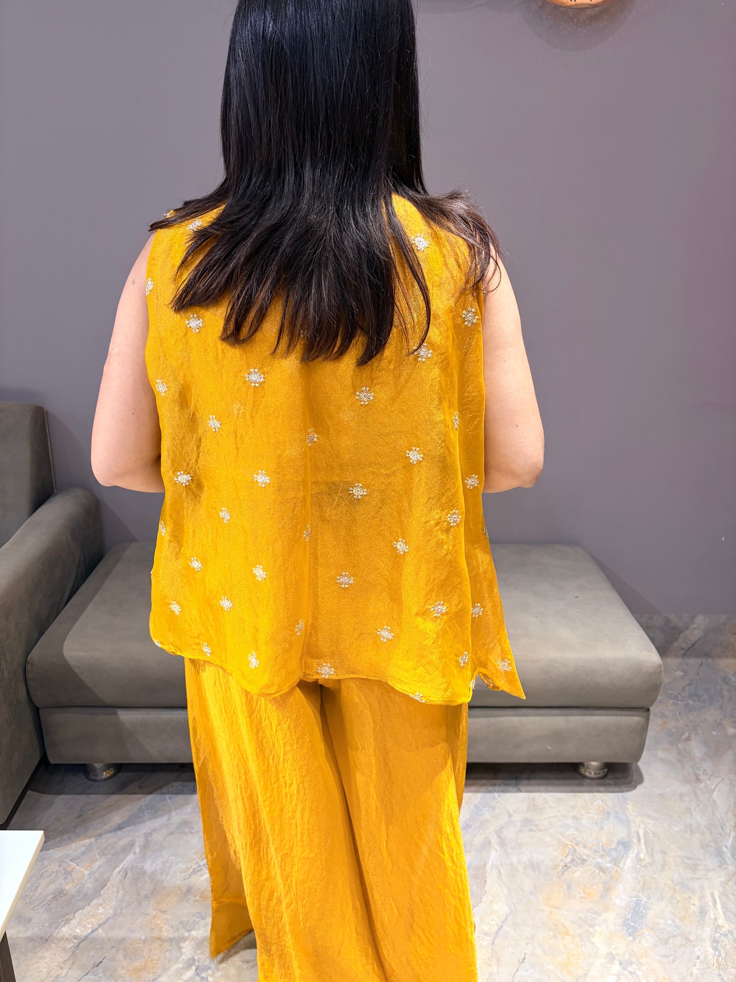Glass Tissue Yellow Gold Indo Western