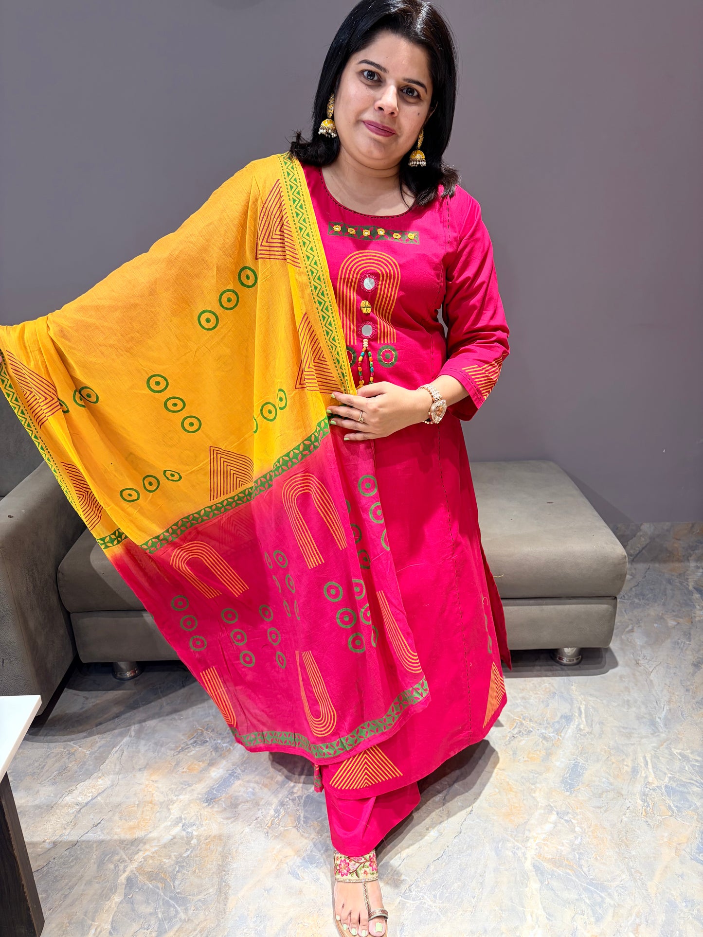 Pure Jaipuri Cotton Premium Aline Designer Suit