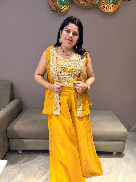 Glass Tissue Yellow Gold Indo Western