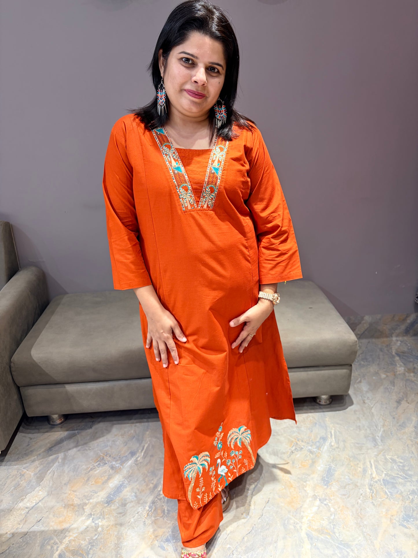 Rust Orange Designer 2 pc Suit