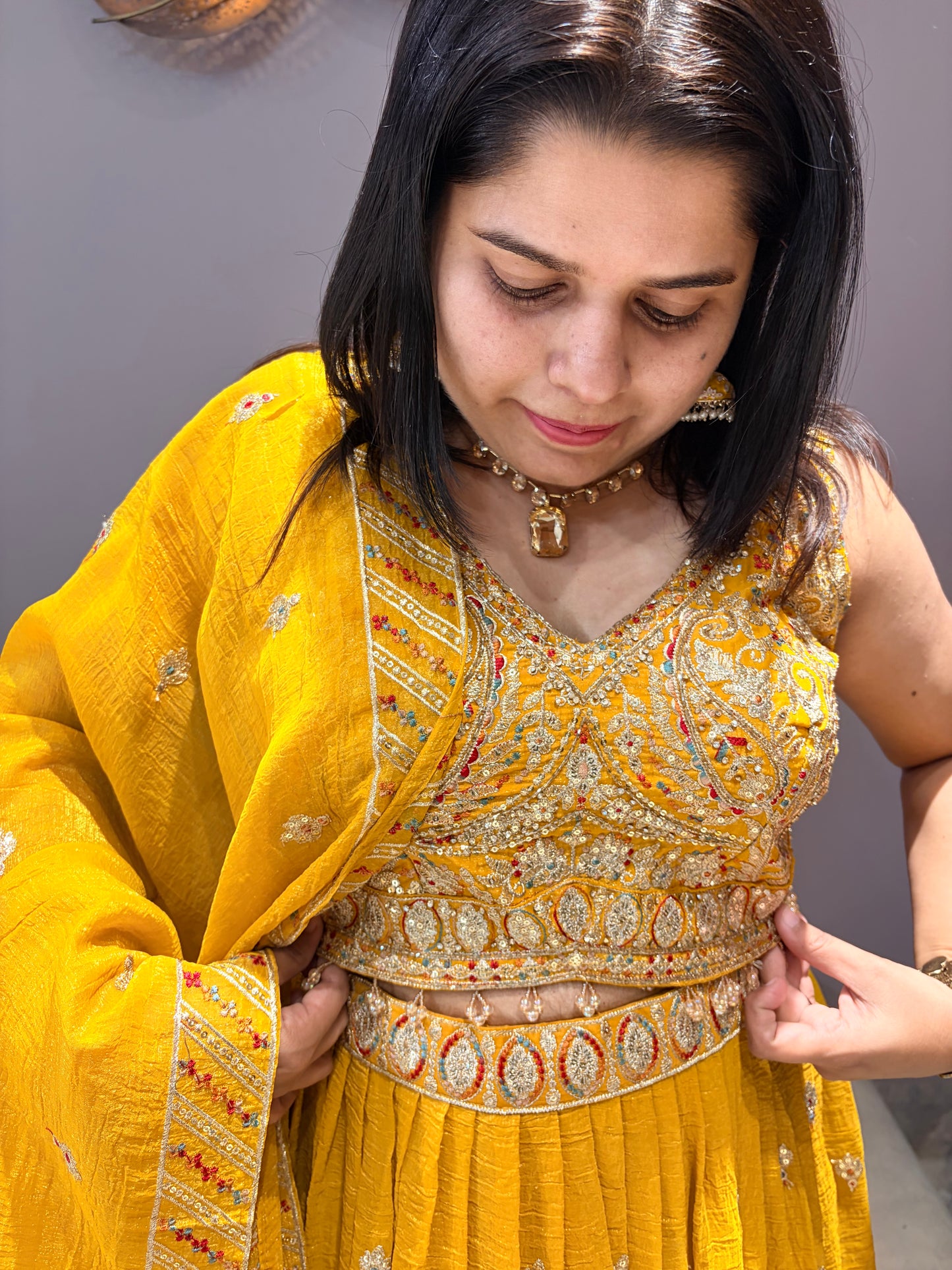 Sun Yellow Heavy Silk Choli