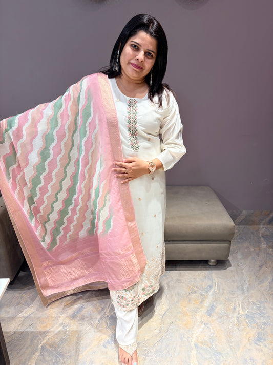 Classic White Designer 3 pc party suit
