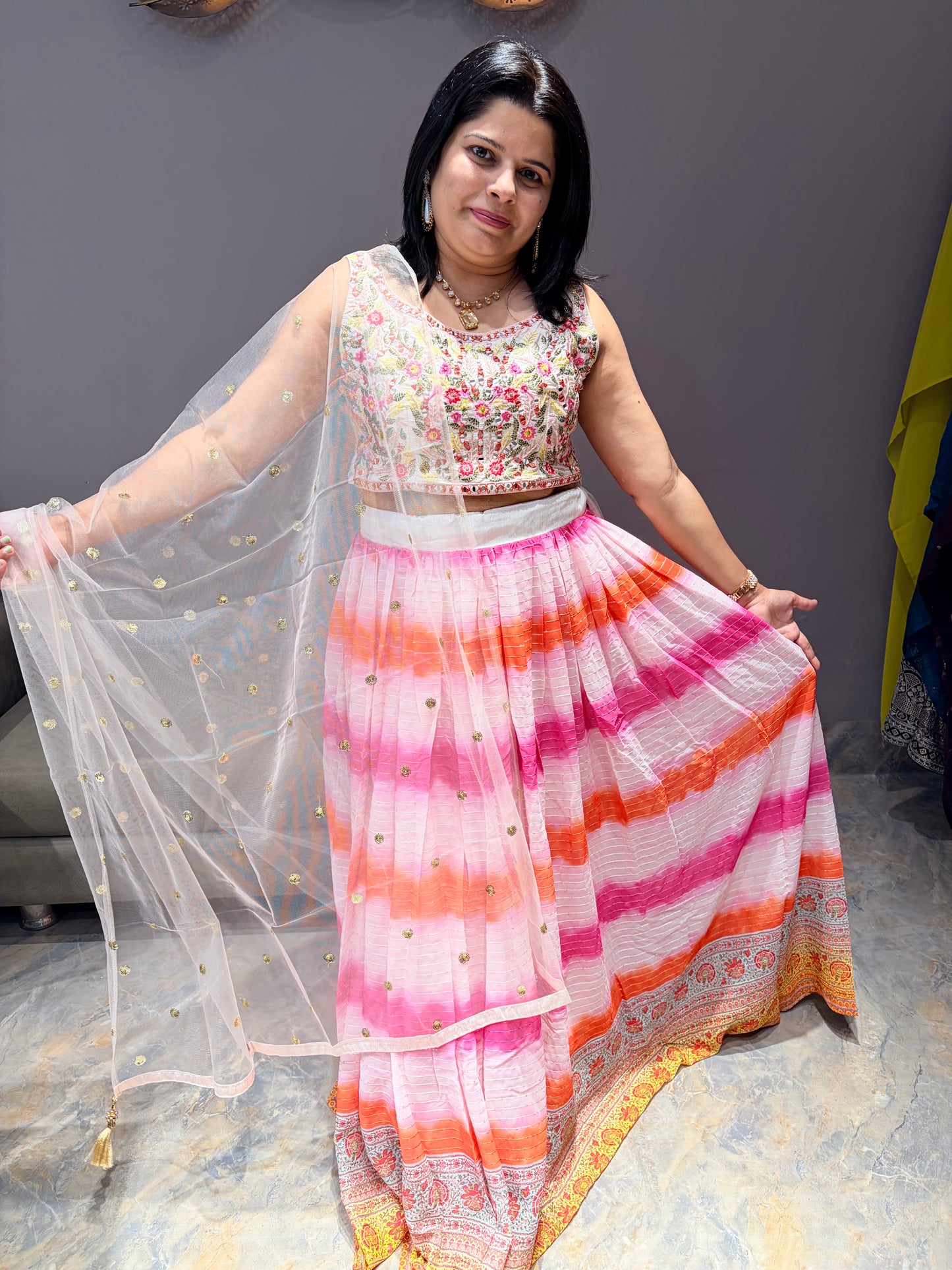 Pink Tye N Dye Designer Choli