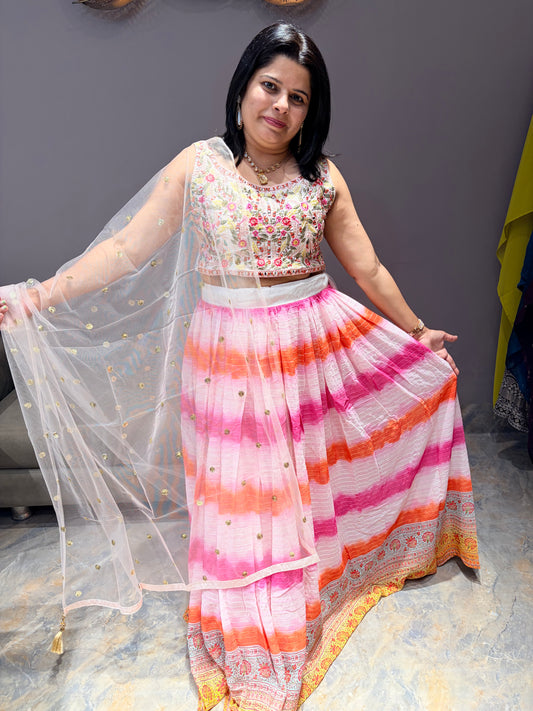 Pink Tye N Dye Designer Choli