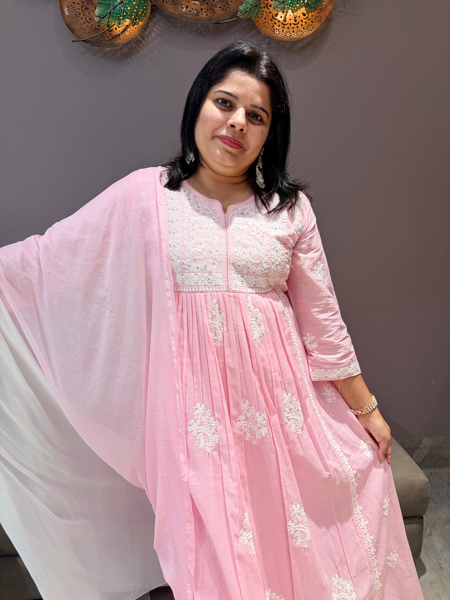 Pure Mul Pink Lukhnowi Designer Suit