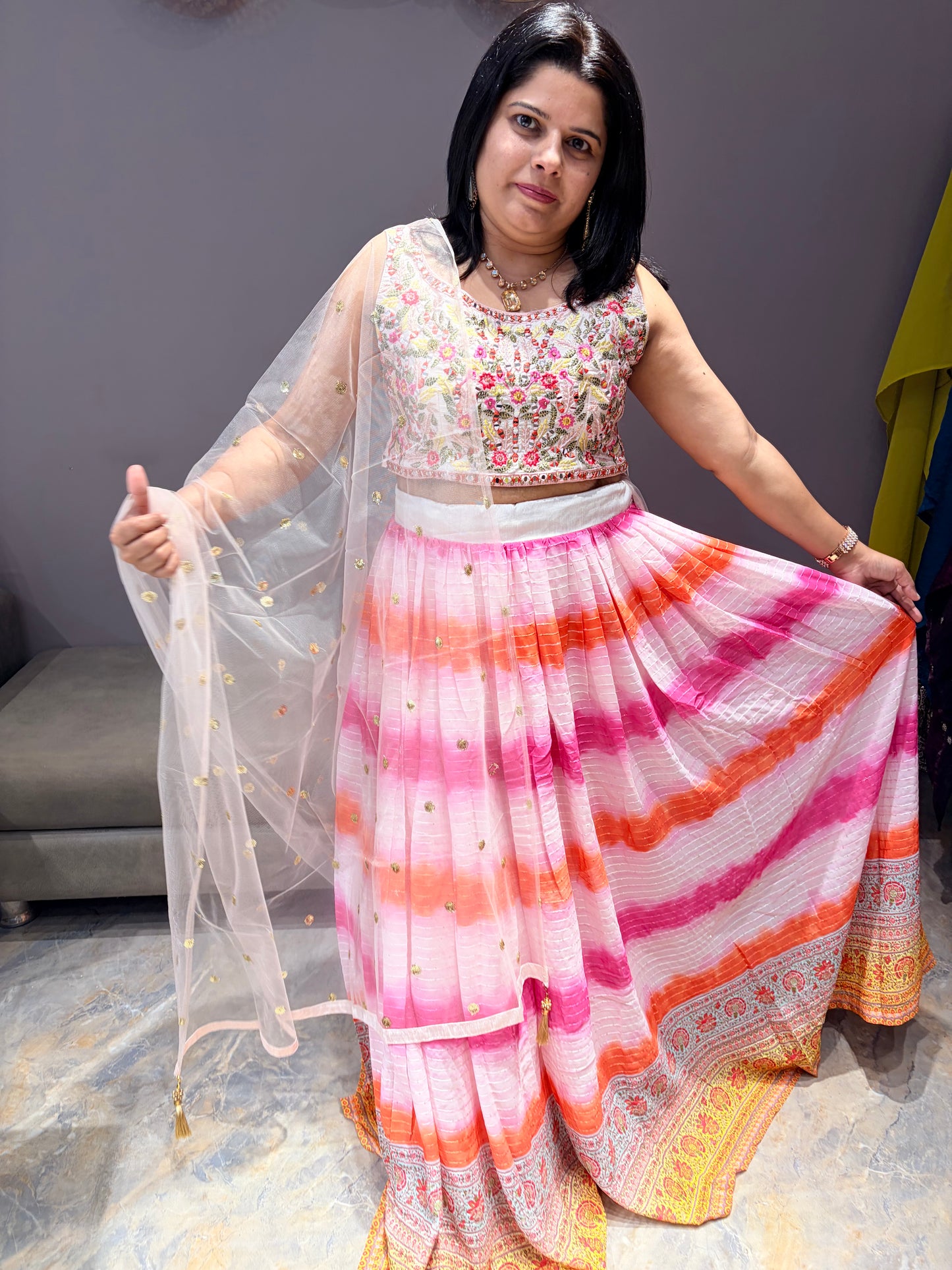 Pink Tye N Dye Designer Choli