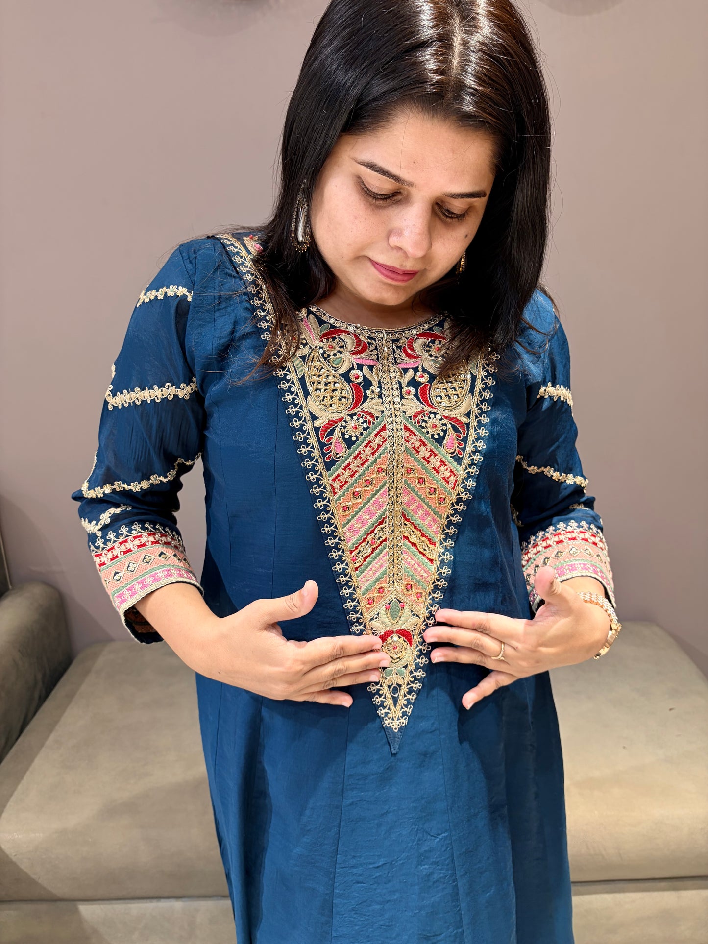 Peacock Color Pure Mul Cotton Premium Anarkali Suit