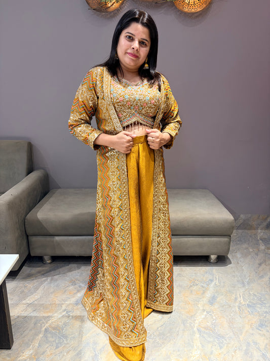 Yellow Gold Long Jacket Indo-Western