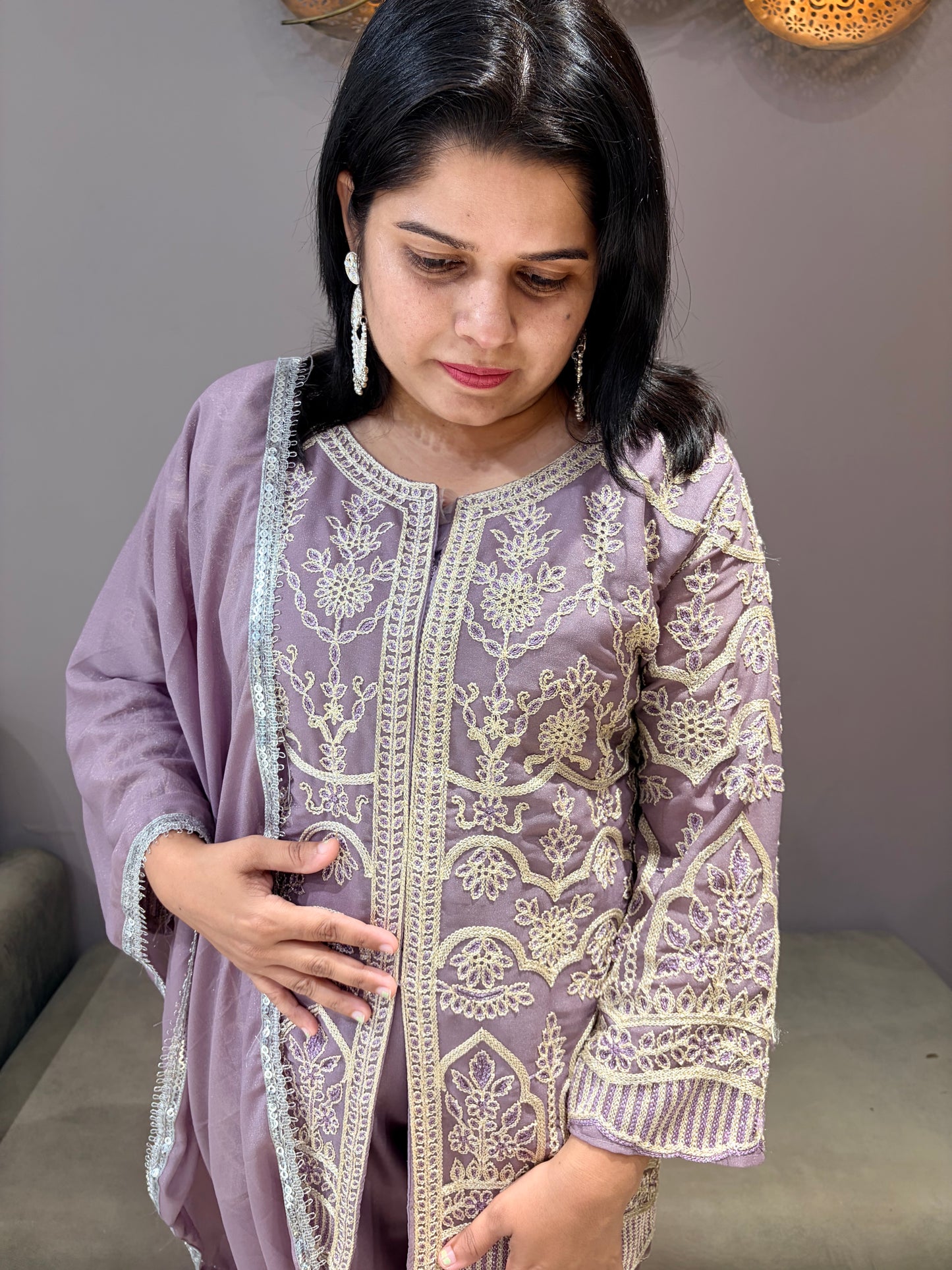 Lavender Designer Blazer Style Indo Western