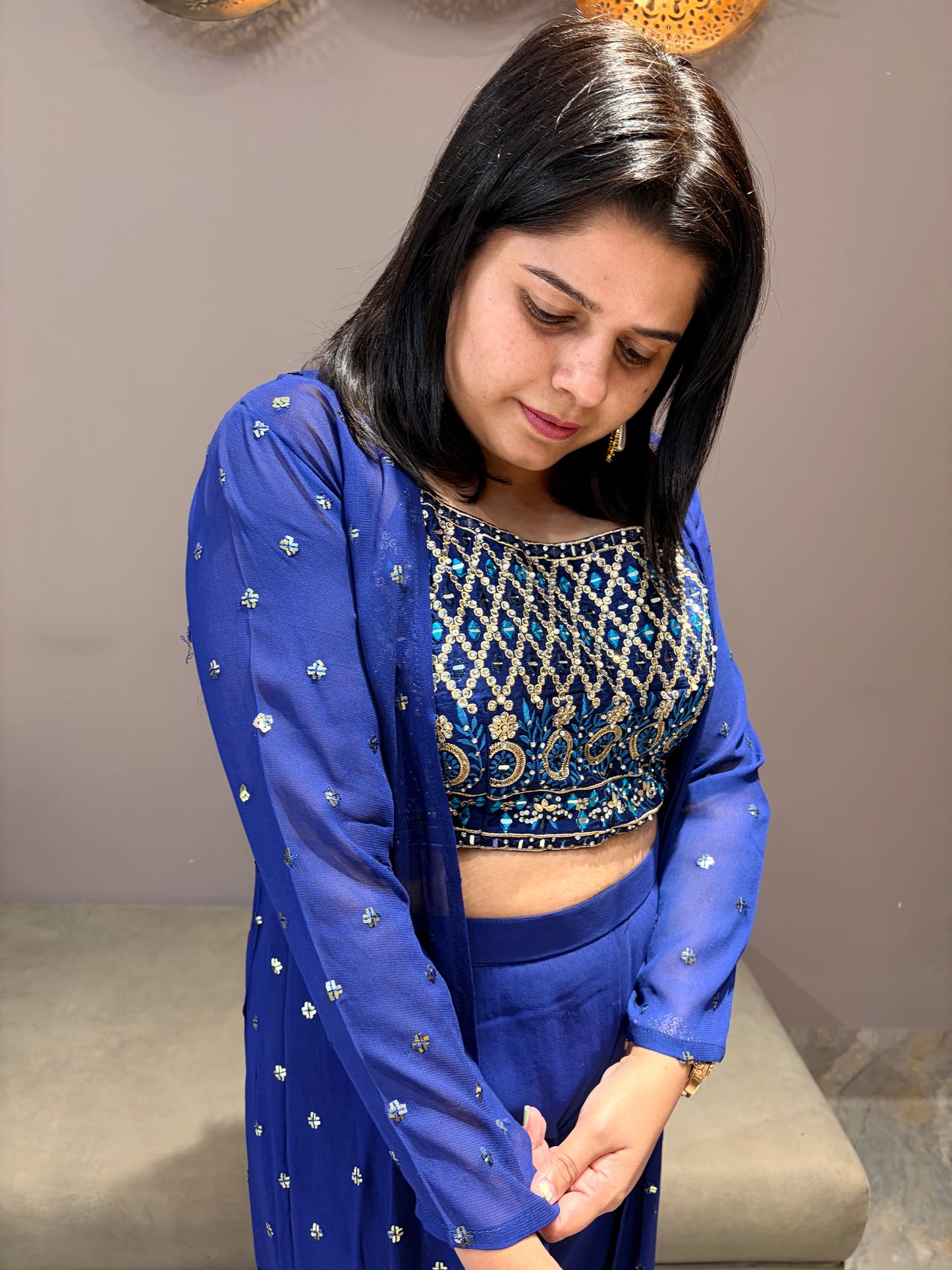 Royal Blue Indo Western 3 pc