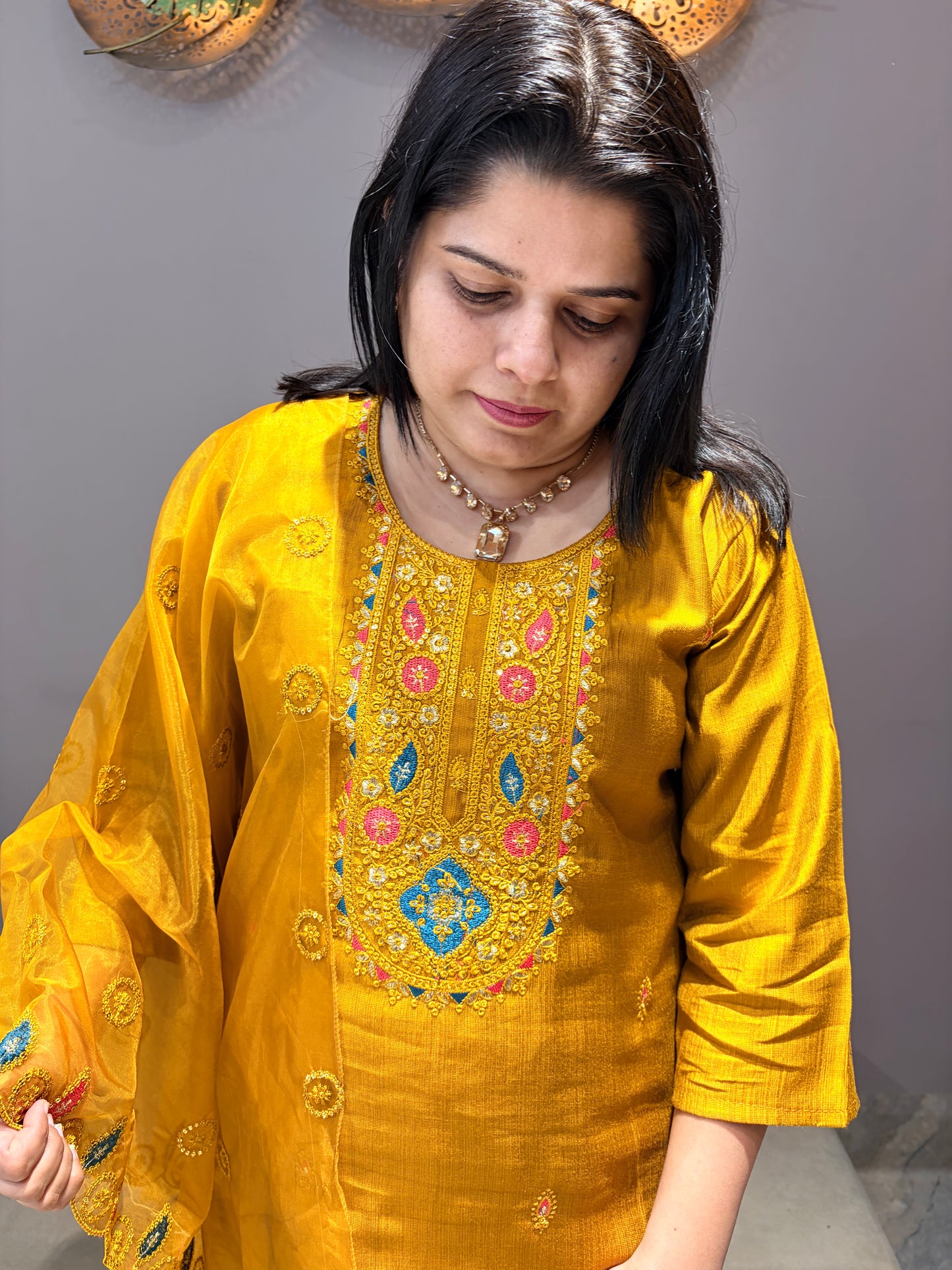 Yellow Gold Vatican Silk Designer Suit