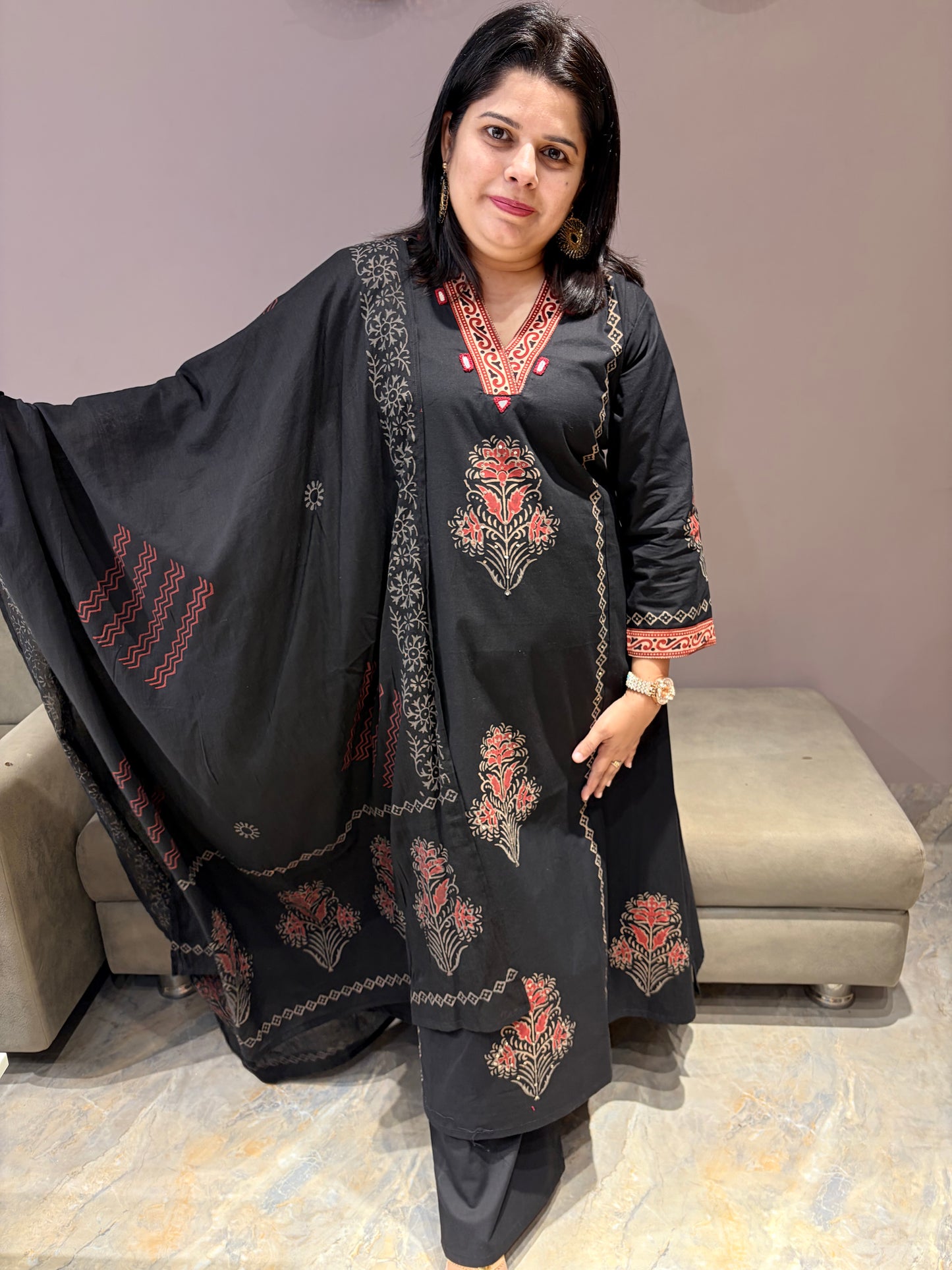 Black premium Aline Pure cotton Suit