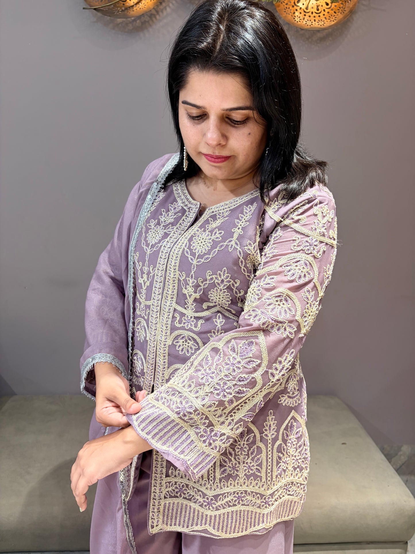 Lavender Designer Blazer Style Indo Western