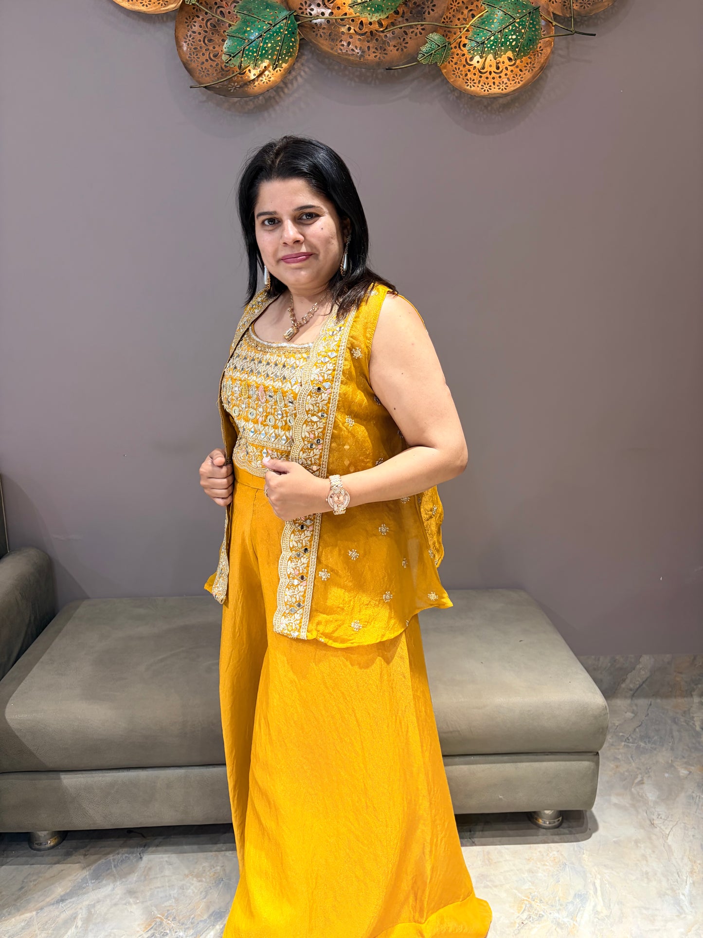 Glass Tissue Yellow Gold Indo Western