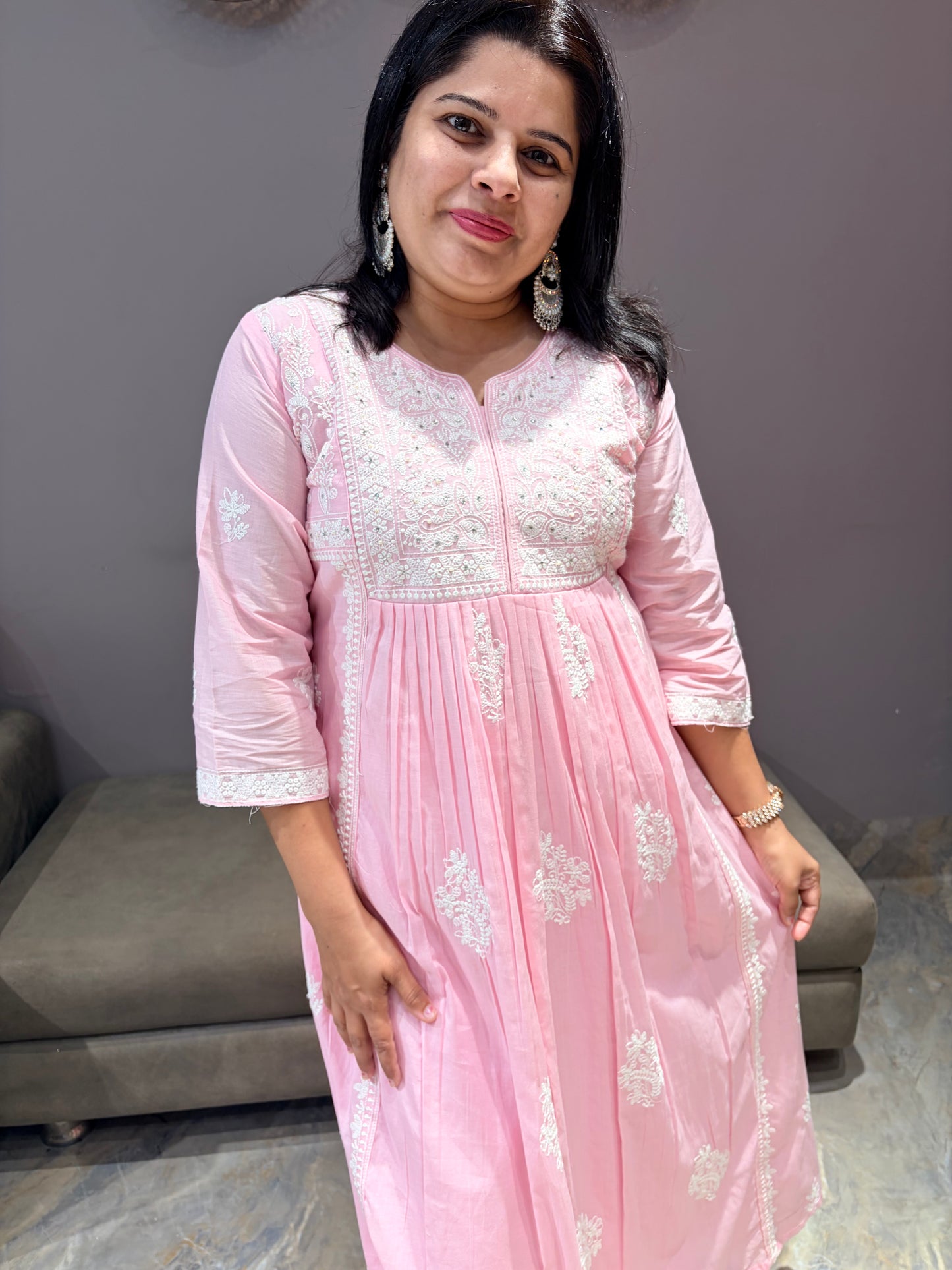 Pure Mul Pink Lukhnowi Designer Suit