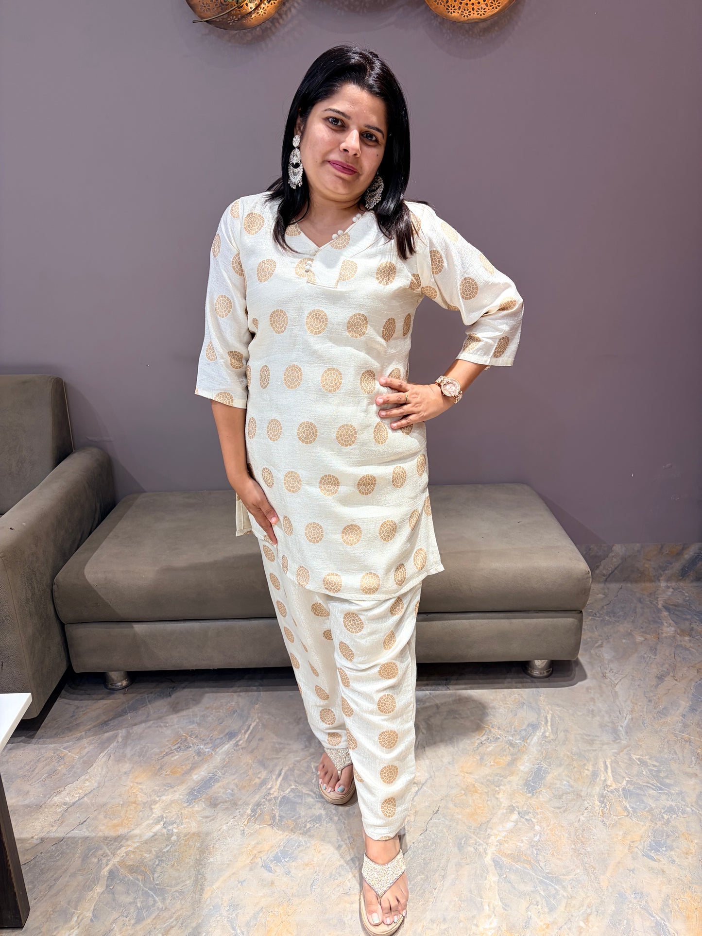 Premium Pure Chinnon Silk Off White Cordset