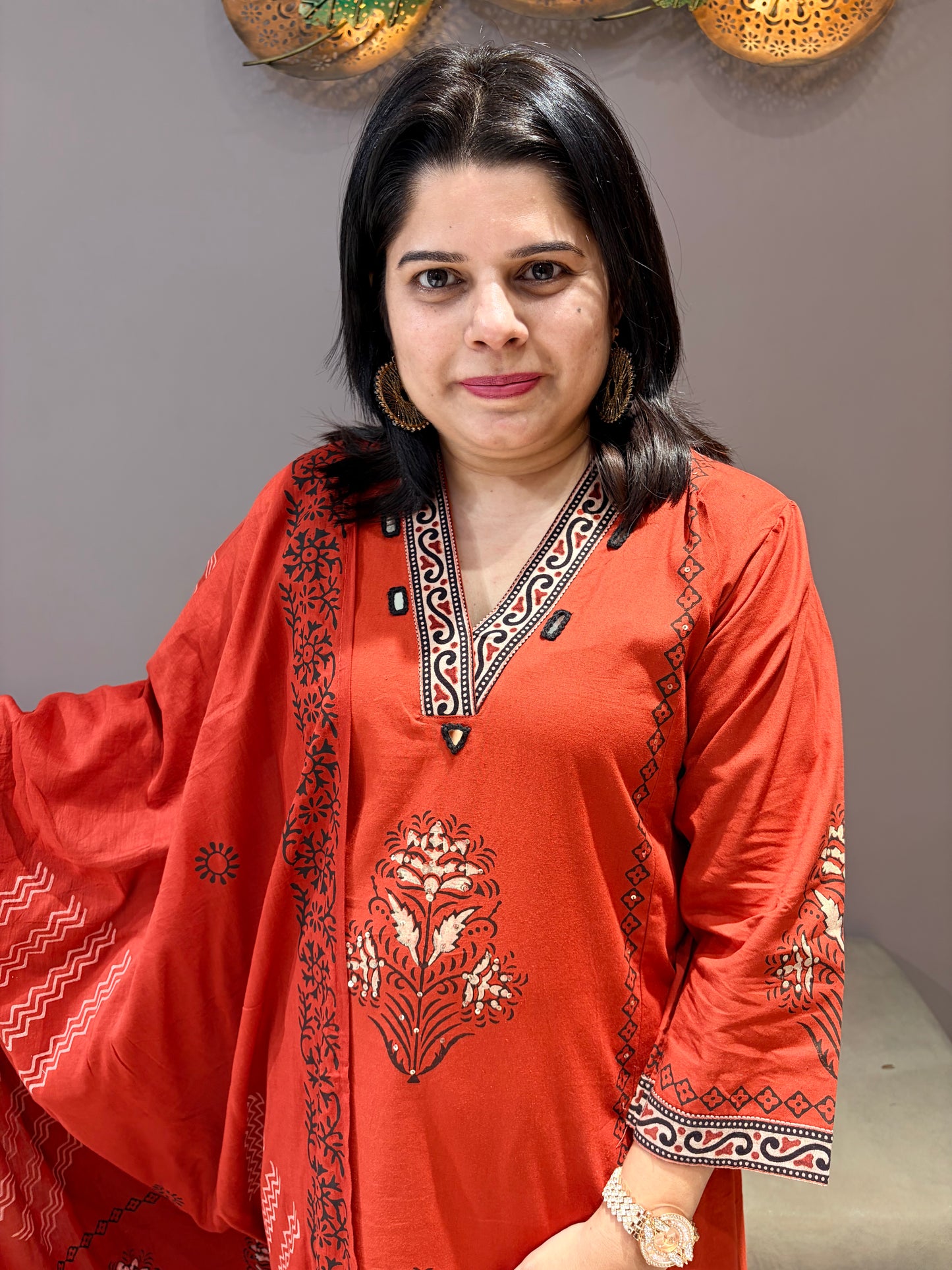Rust Premium Cotton Aline Suit we