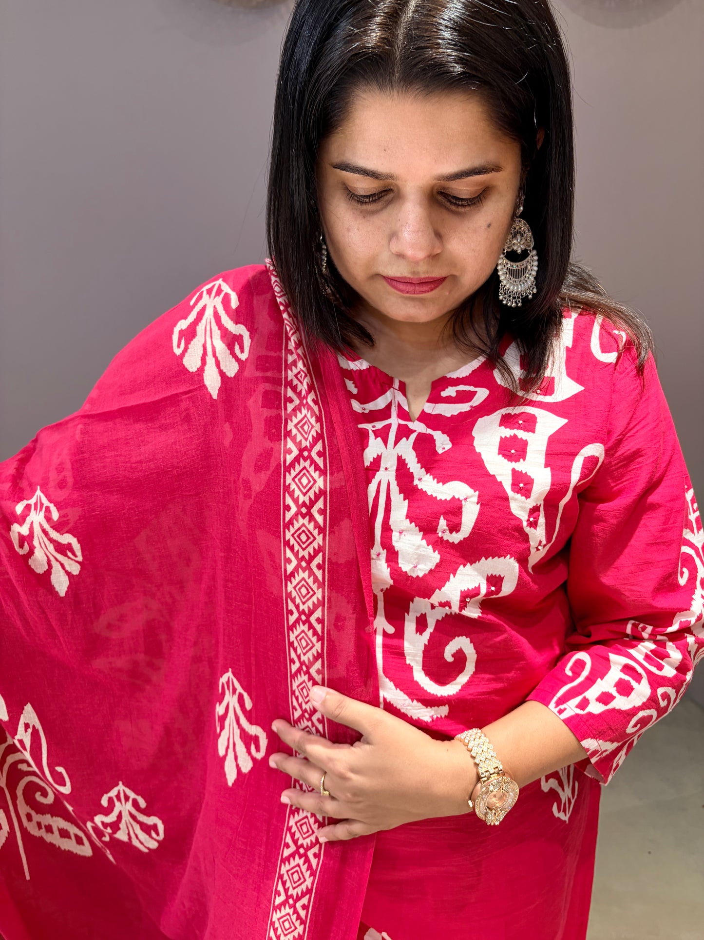 Rani Batik Print Pure Jaipuri Cotton Suit