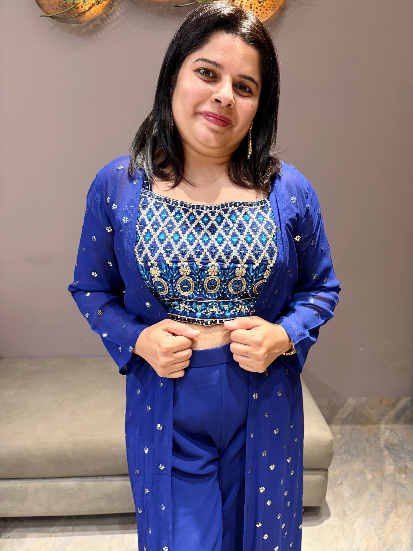 Royal Blue Indo Western 3 pc