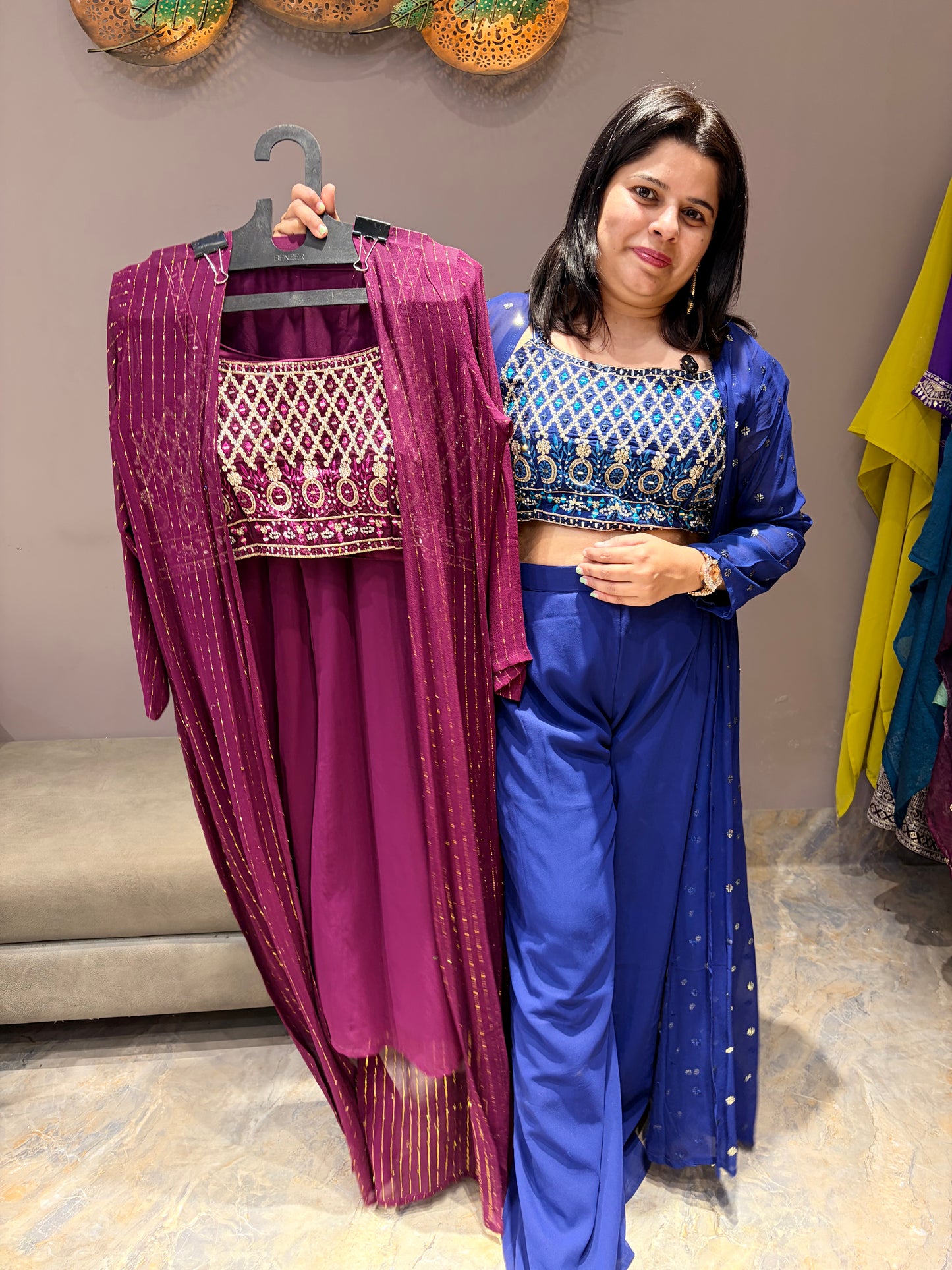 Royal Blue Indo Western 3 pc