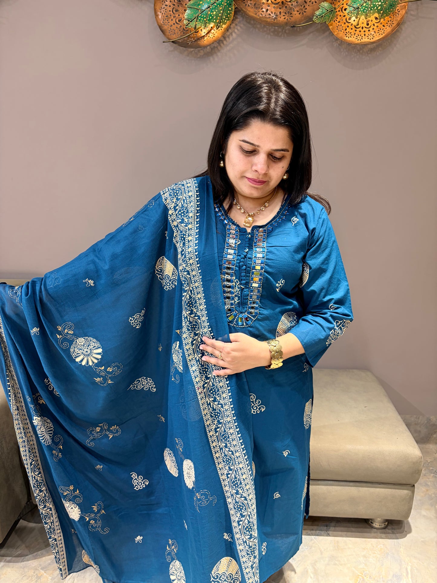 Royal Blue Elegant Pure Cotton Suit