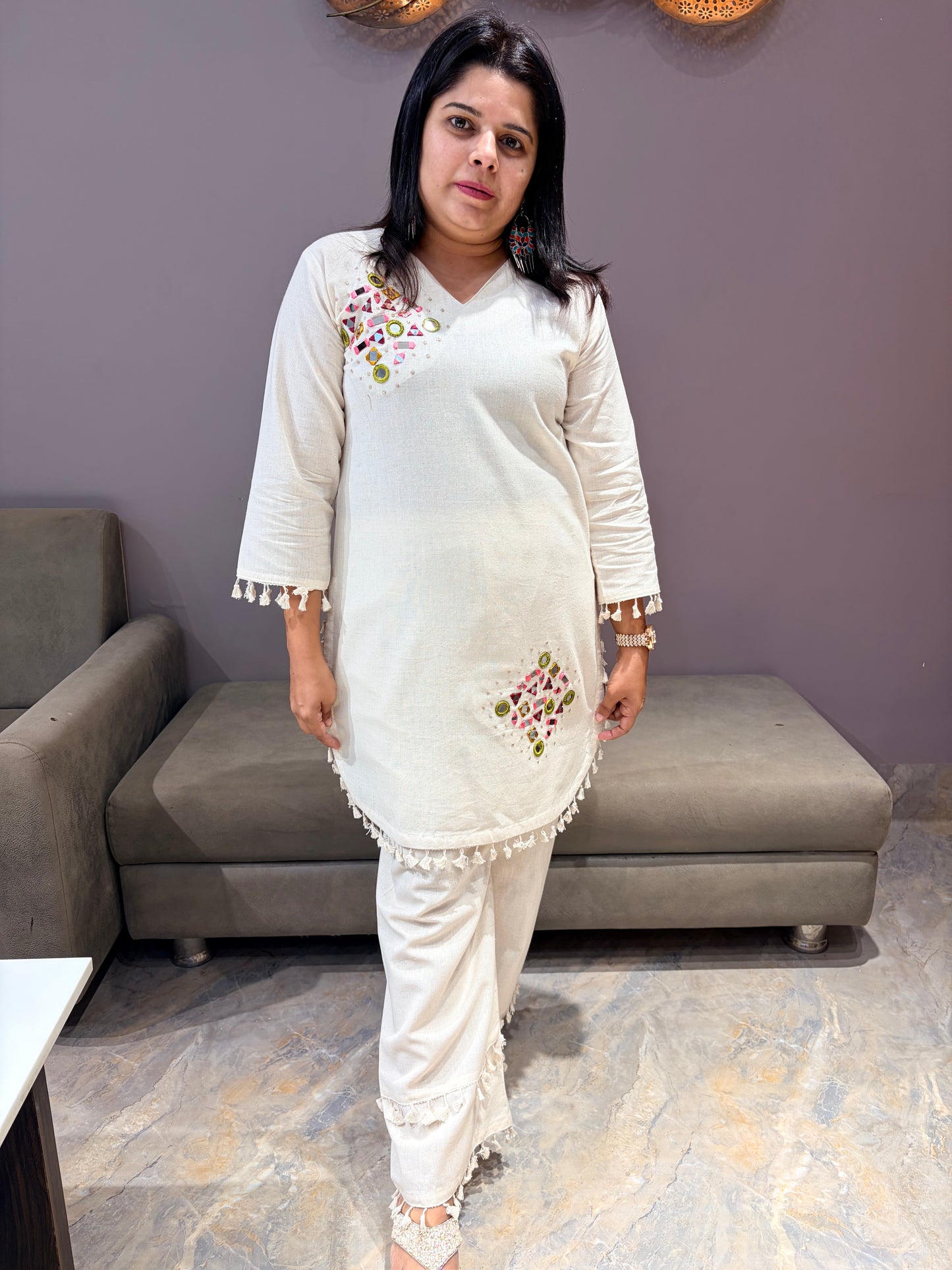 Pure Khadi Cotton Designer Cord Set
