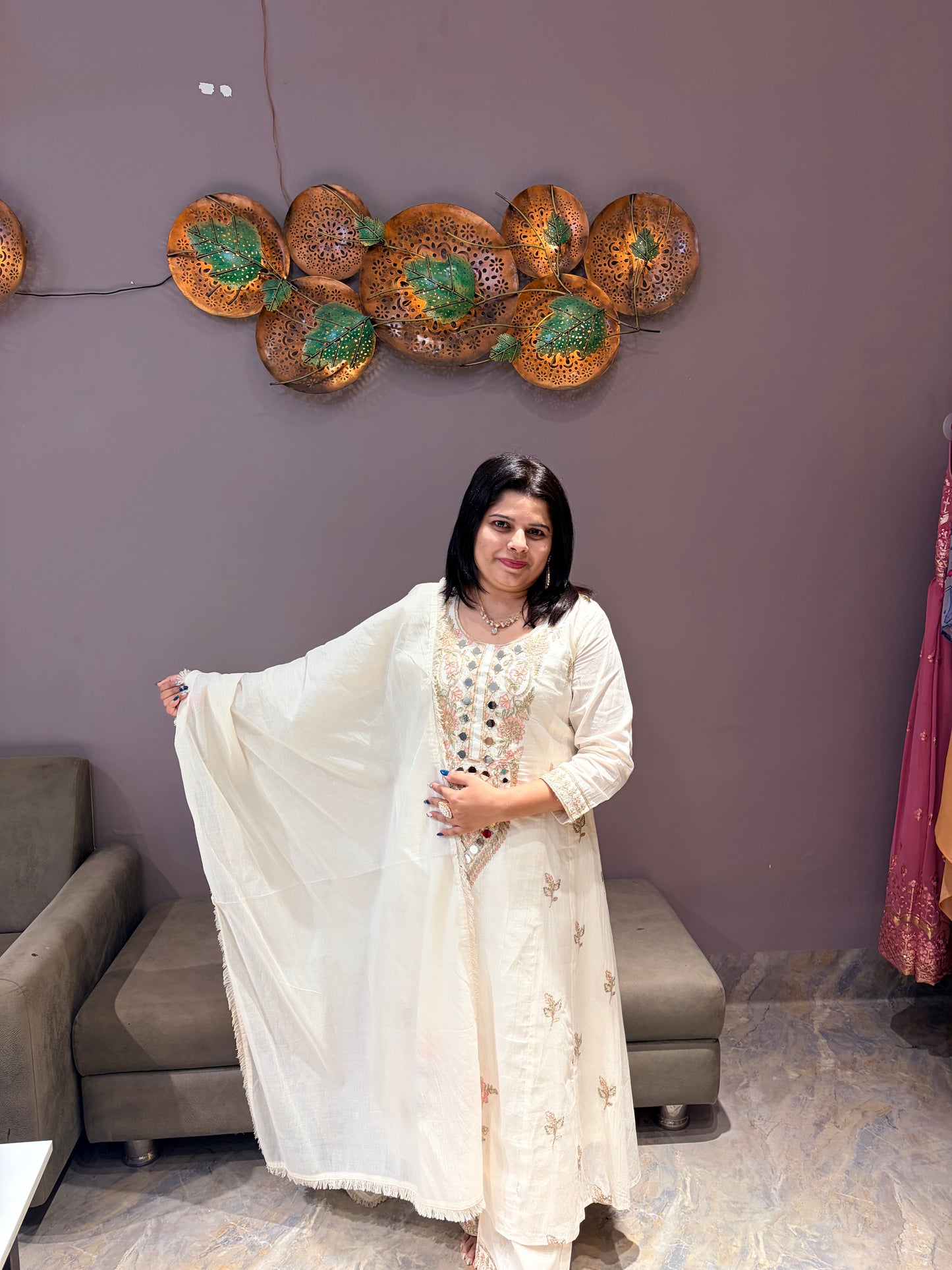 Pure Mul Designer Mirror Work Plazo Set