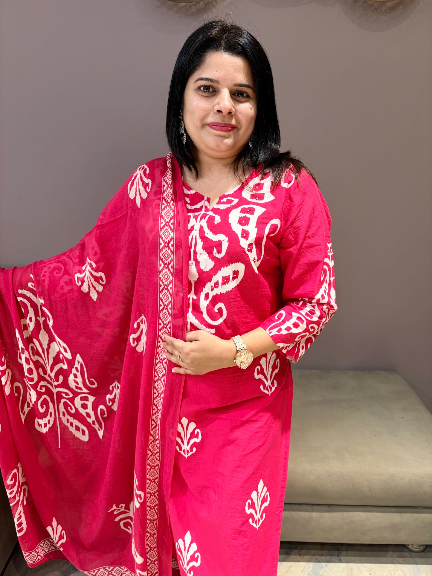 Rani Batik Print Pure Jaipuri Cotton Suit