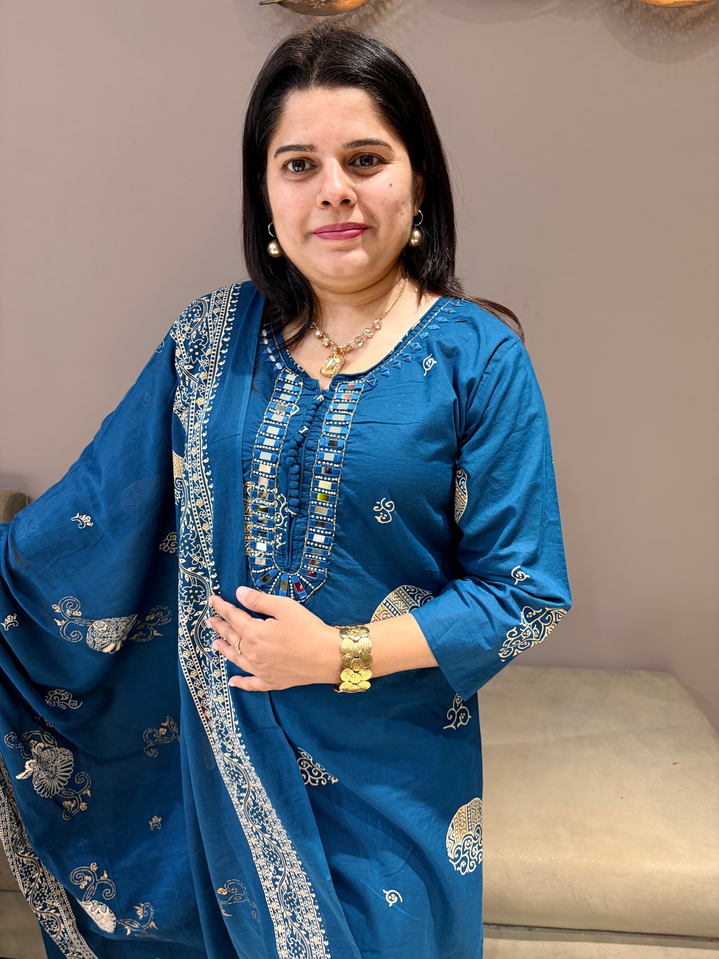Royal Blue Elegant Pure Cotton Suit