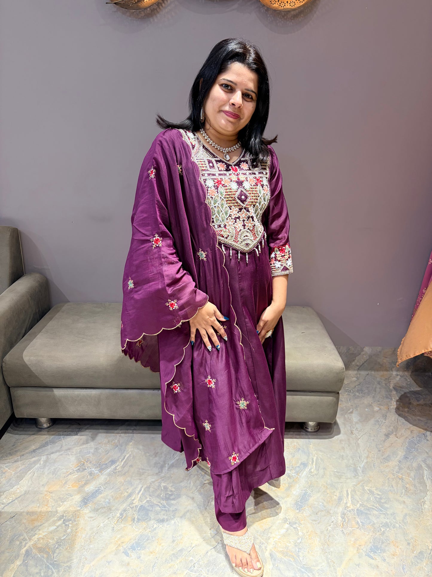 Pure Mul Wine Color Designer Suit