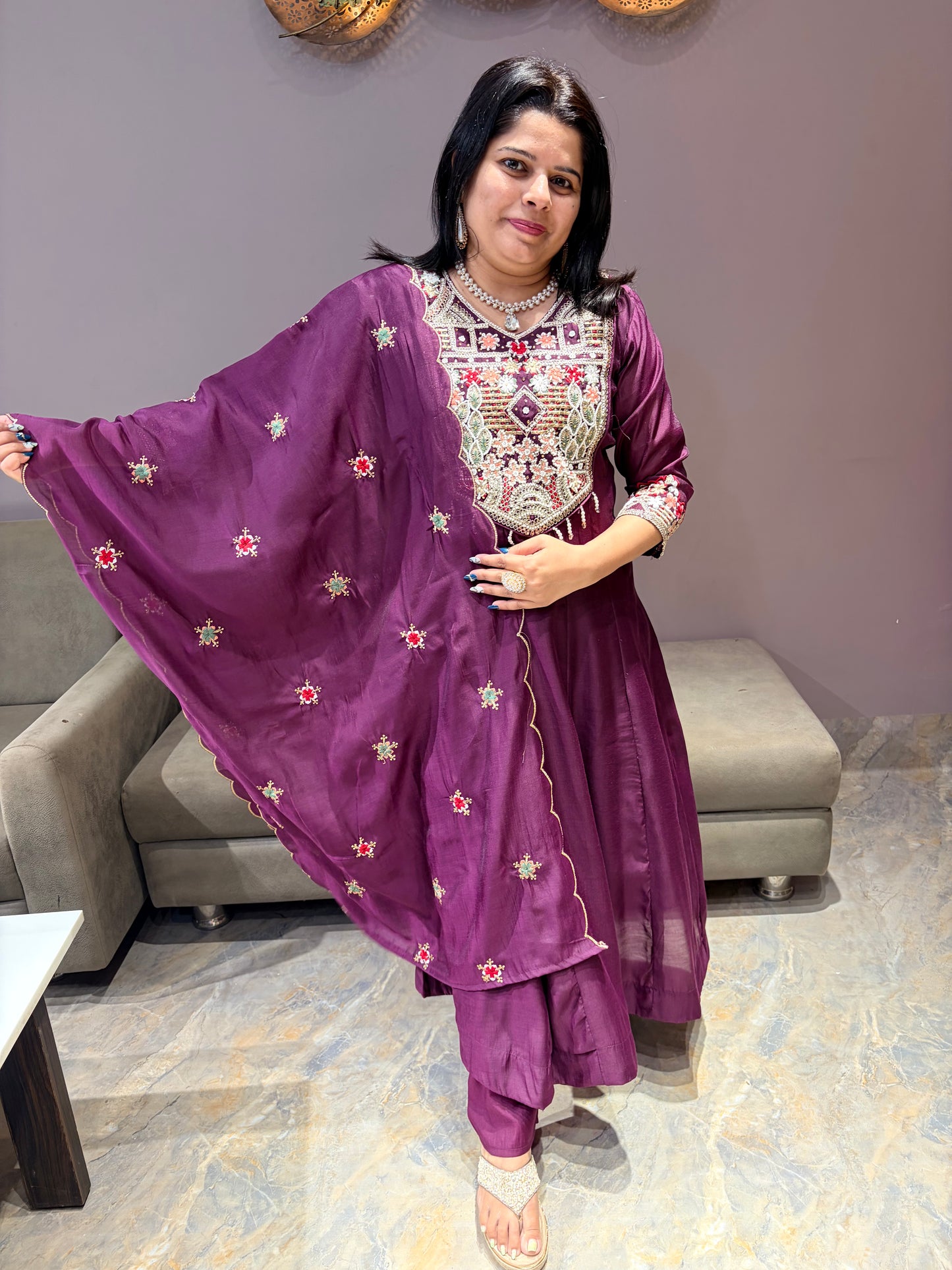 Pure Mul Wine Color Designer Suit