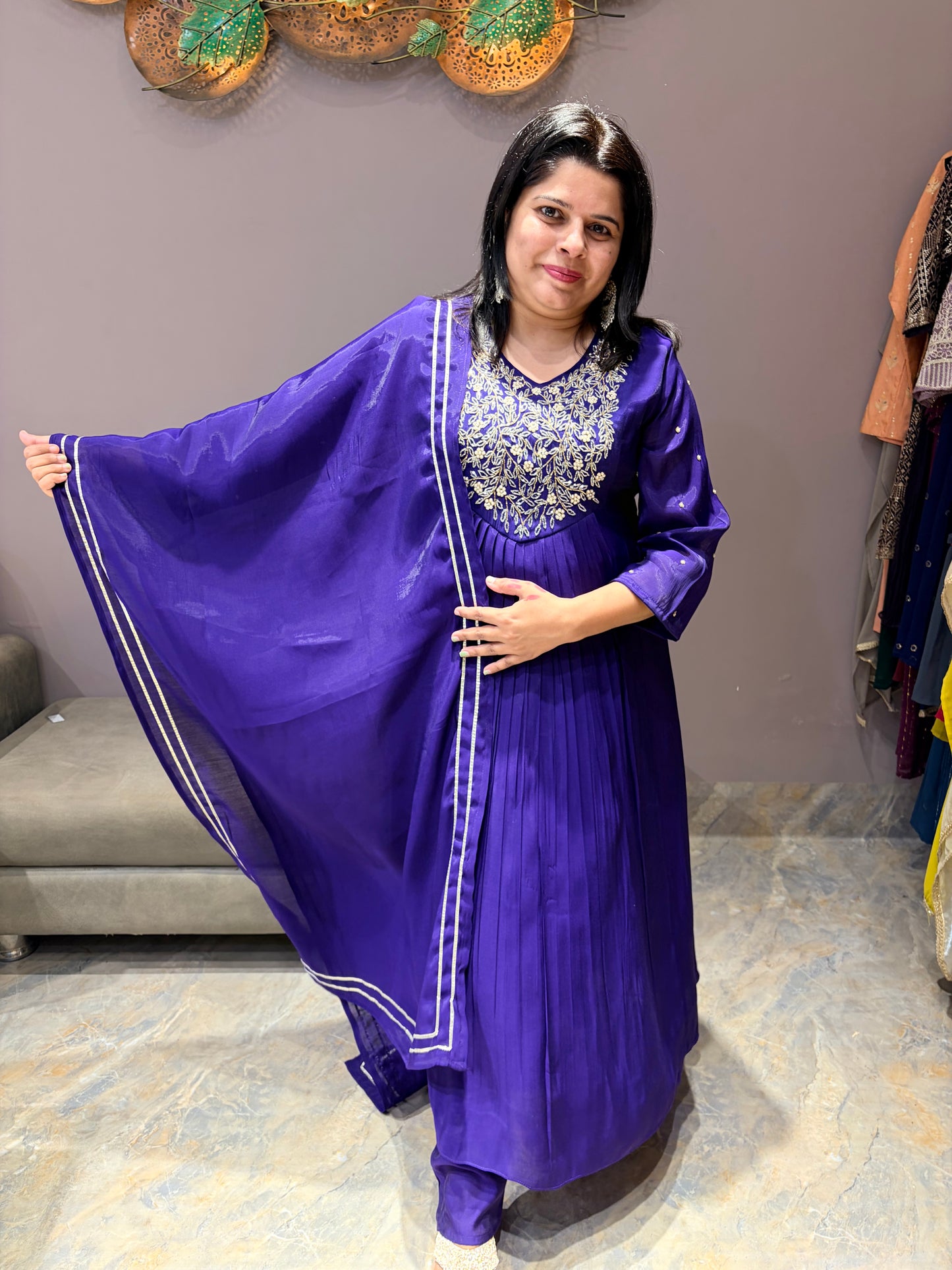 Dark Purple Trending Pure Mul Cotton Designer Suit