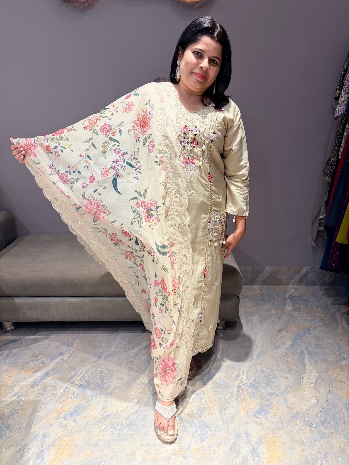 Bieze Color Pure Mul Designer 3 pc Suit With Pocket Work