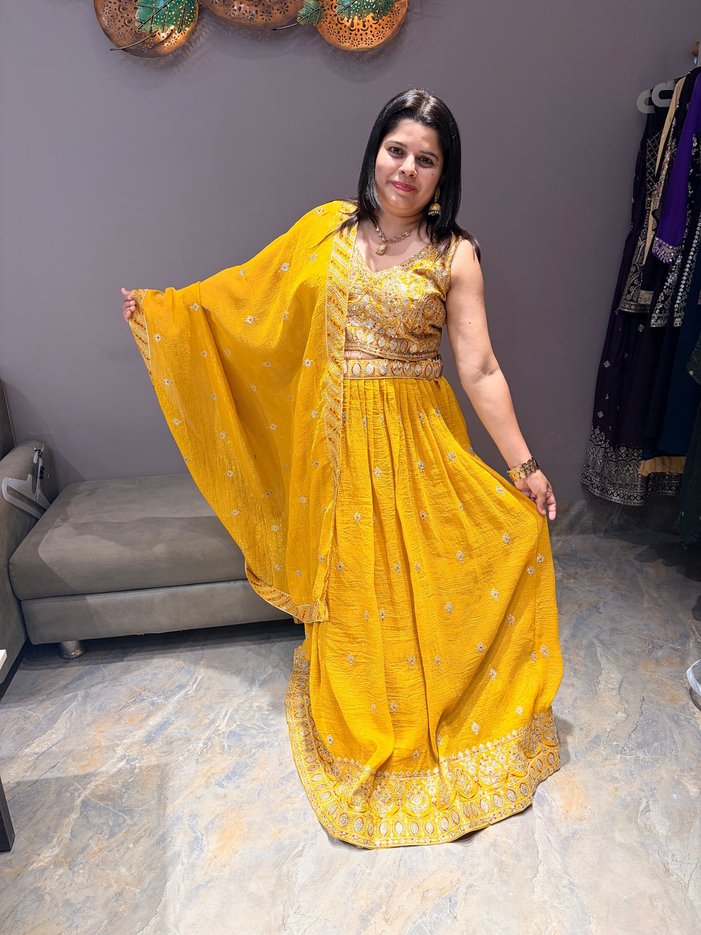 Sun Yellow Heavy Silk Choli