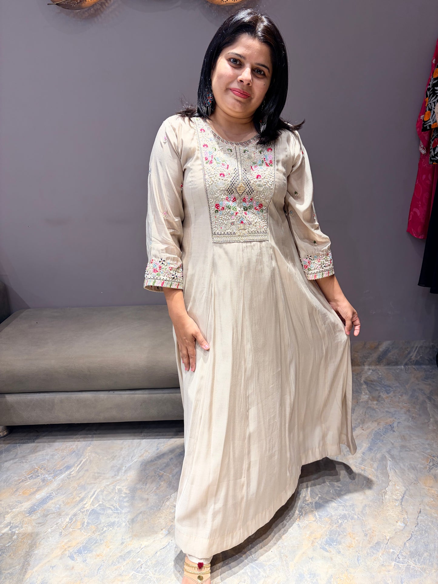 Designer Pure Mull Cotton A line 3 pc Suit