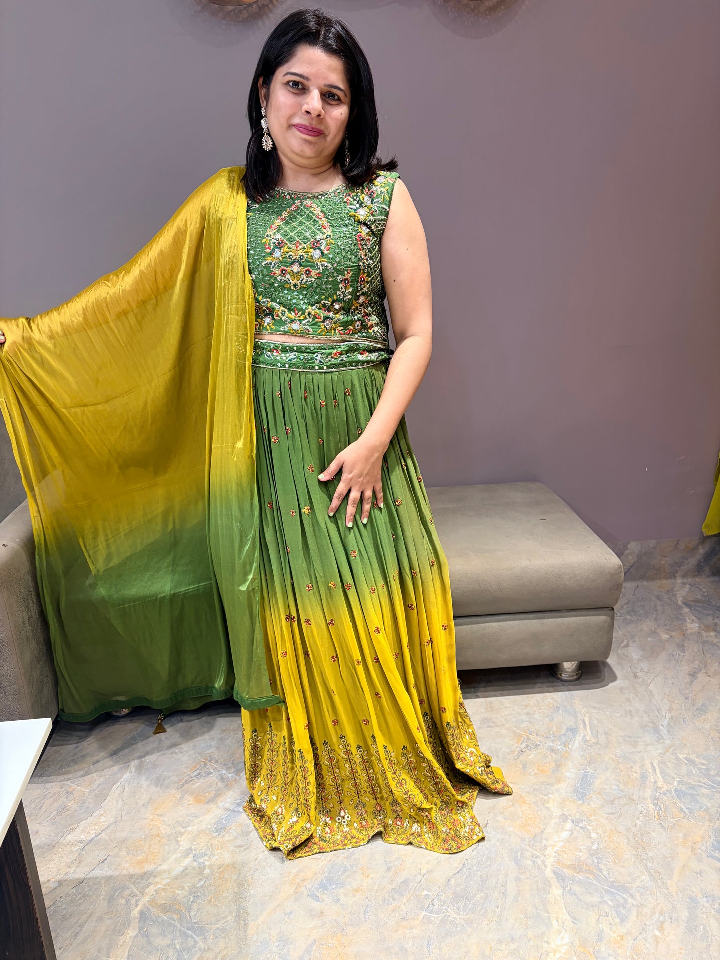 Mehndi Green Designer Lehenga Choli