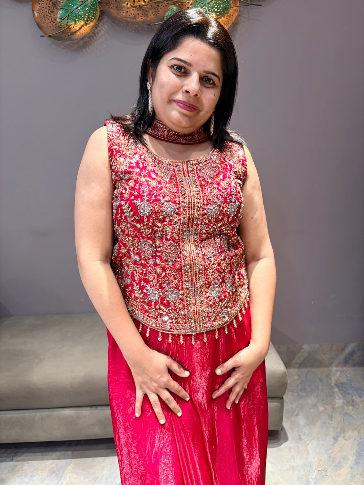 HOT PINK INDO WESTERN TULIP SKIRT